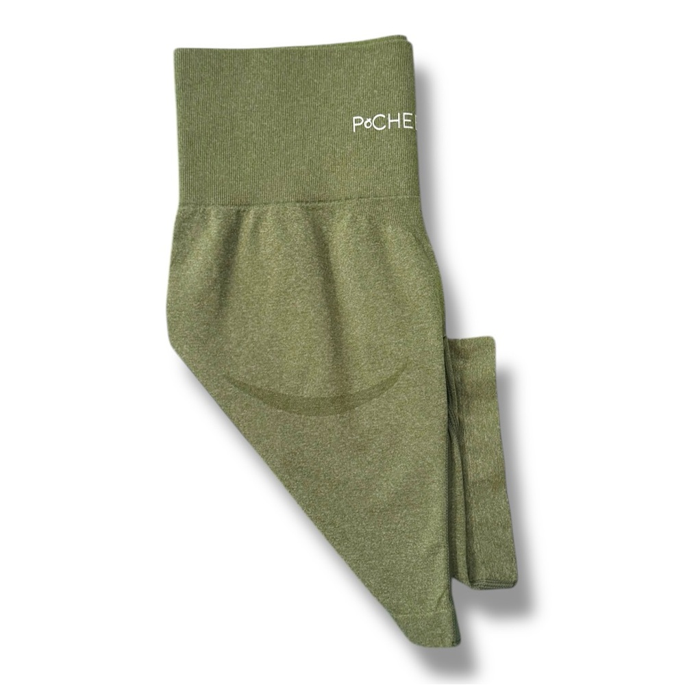 PCHEEBUM | Olive Green Seamless Biker Shorts Medium